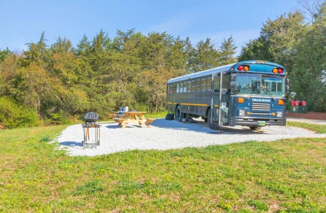 New Skoolie for Family Glamping w/ Wide Open Views