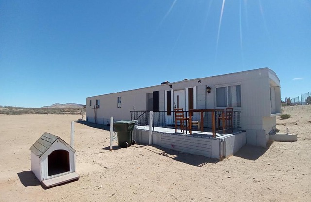 Blue mobile home