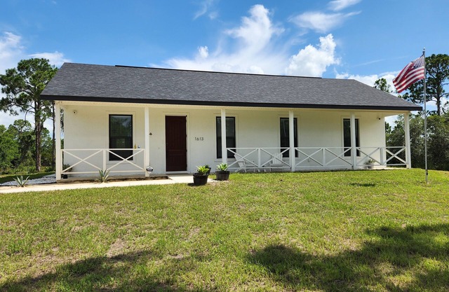 Brand-new, quiet, cozy home with a modern country design and peaceful charm.