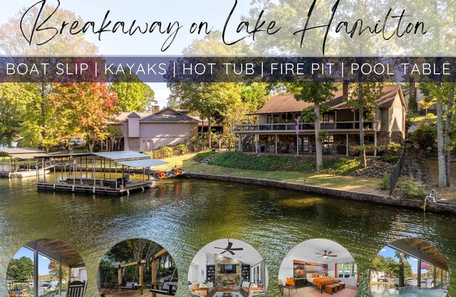 Breakaway on Lake Hamilton! Boat Slip - Kayaks - Hot Tub - Firepit - Swings