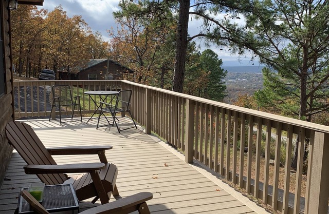 Cabin at Runestone Hideaway just steps from Heavener Runestone Park.