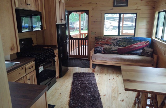 Camp in Cabins all year. At Durham Leisure campground. Maine Style..