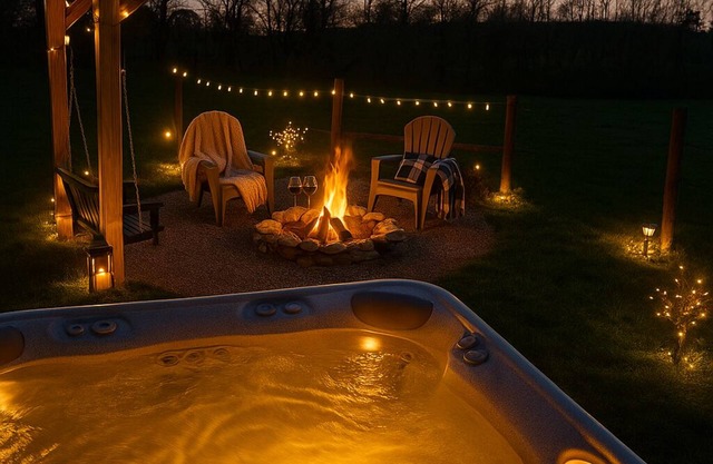 Candlelit Comfort: Hot Tub, Firepit, Massage Chair-Romantic Getaway!