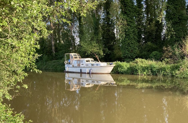 Charming Dutch Steel Cruiser Boat on the River Medway in the Garden of England