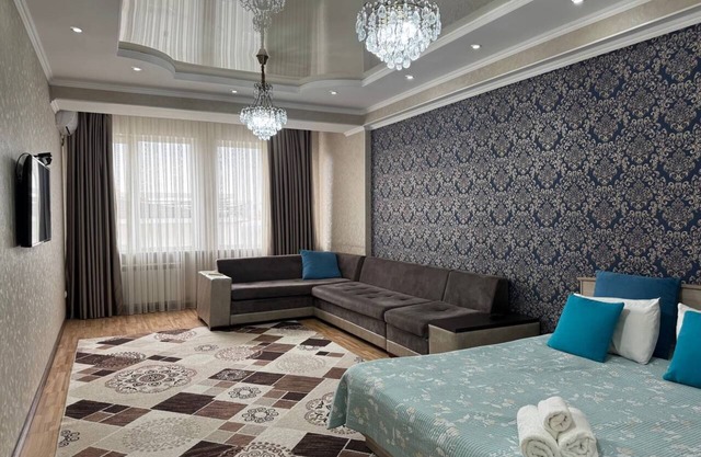 Chic 1-bedroom apartment in cool Bishkek with WiFi, AC⁸