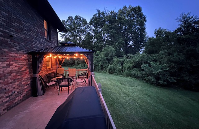 Close to everything, with 1,000 sqft entertainment area, grill and gazebo.