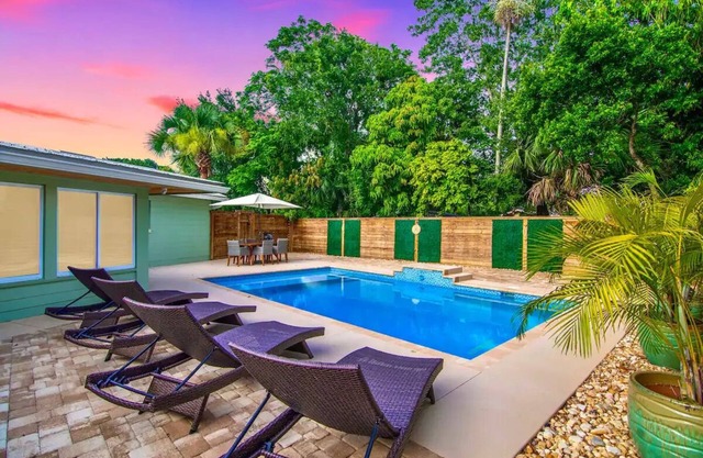 Coastal Boho Escape w/ Fenced-In Heated Pool