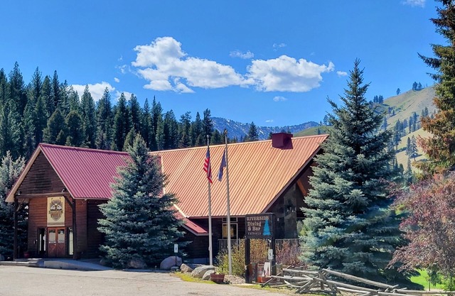 Comfortable Riverside Retreat on 4 acres in secluded Lowman Idaho. Sleeps 45+.