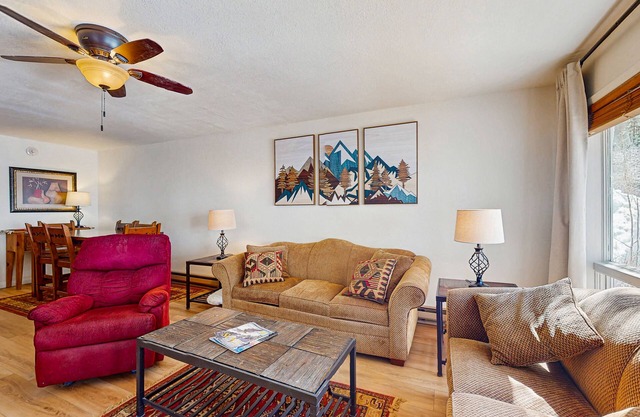 Comfortable ski-in / ski-out, creekside condo, with gas stove, soaking tub, WIFI