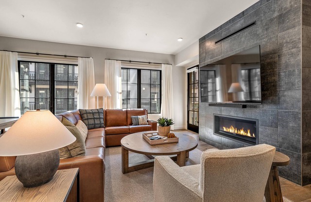 Contemporary Condo| Fireplace and Balcony