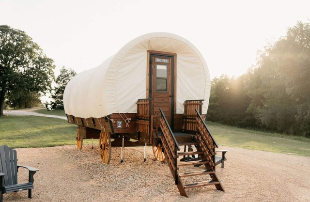 Covered Wagon on Real Ranch | Trails, Kayaks, & Animals- Big Sky Conestoga Wagon