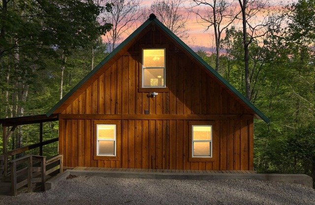 Cozy cabin nestled in the trees