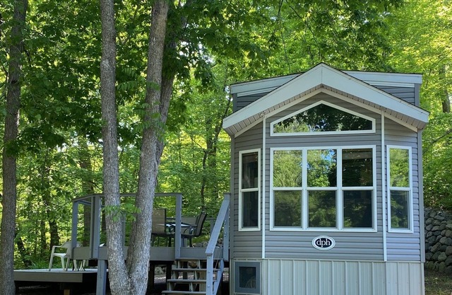 Cozy cabin on a private wooded lot.