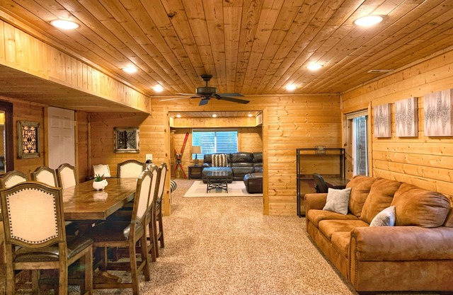 Cozy Cabin Themed Basement