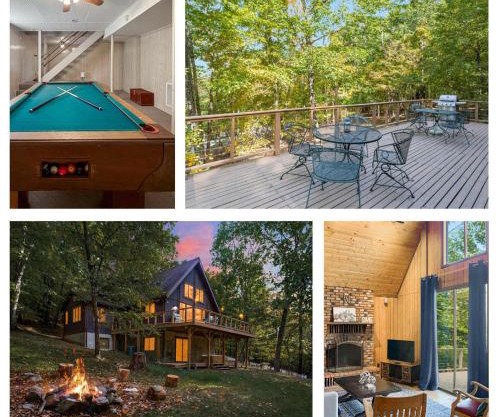 Cozy Cabin w Fire Pit, Hot Tub, Deck, & Pool Table