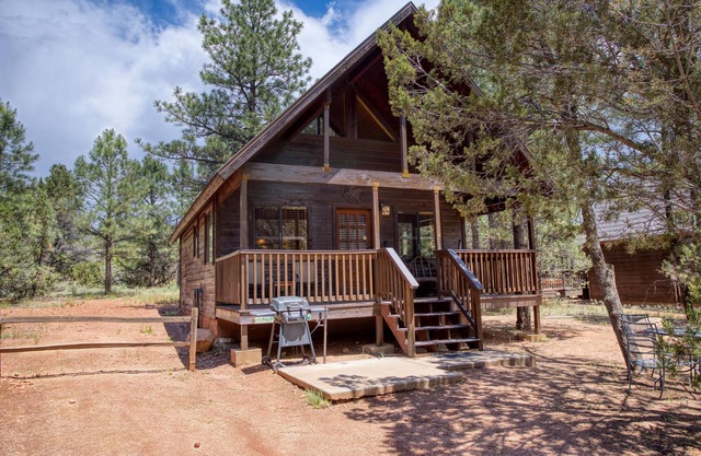 Cozy cabin w/ loft, private hot tub, near Bison Ranch, sleeps 6
