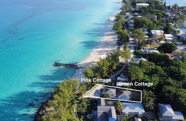 COSY SEASIDE 2 BED / 2 BATH BIMINI COTTAGE-BAY SEITENANSICHT -soft grün gefärbtes Haus