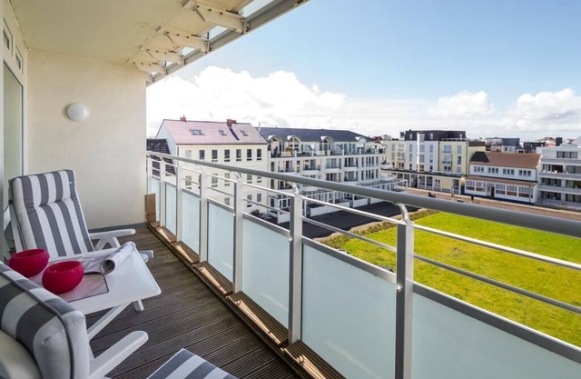 Die Ferienwohnung "Nordseeblick 118" befindet sich im vierten Stock des Hauses "