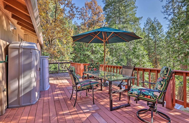 Deck w/ Forest Views: Quiet Twain Harte Cabin!