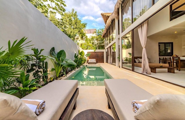 Design Villa With Palapa Roofs, High Ceilings and 9 Meters private Pool