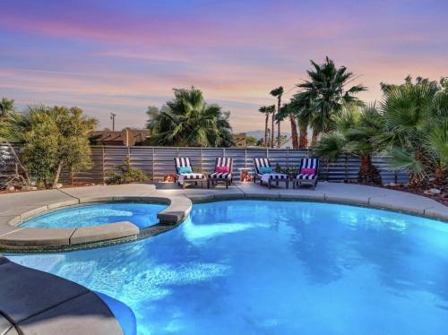 Dive into Desert Wonderland Pool, Spa, Fire Pit