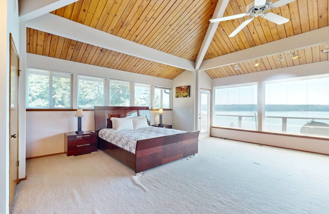 Dog-friendly home overlooking Hood Canal with deck, fireplace & community beach