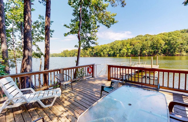 Dog-friendly, lakefront home w/ a private dock, furnished deck, & free WiFi