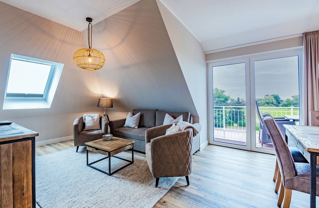 Elbaussicht Appartement D4 R2 - Balkon mit Elbblick - Ferien auf Krautsand GmbH