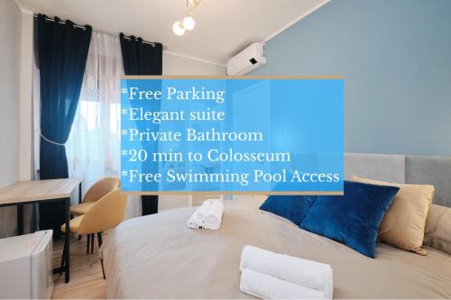 Elegant and cozy room with AC Swimming pool Free parking Subway station 2 min walking