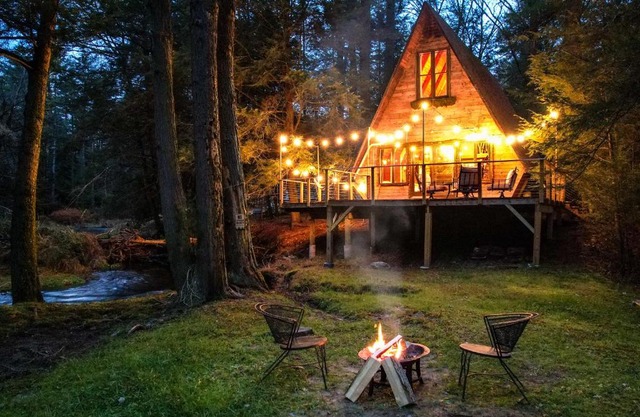 Enchanting River- Water Front A-Frame Cabin