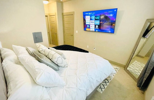Entire apartment 1Bd/1Ba, 1King bed and 1 Queen bed, it accommodates 1-4 guests