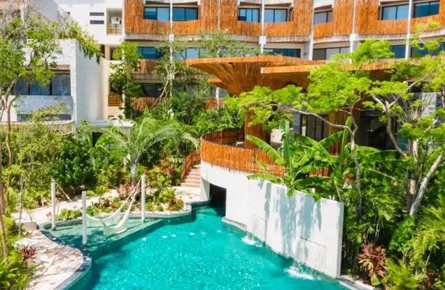Estudio con cocina, cenote, Spa, temazcal, zona de yoga, piscina y jacuzzi