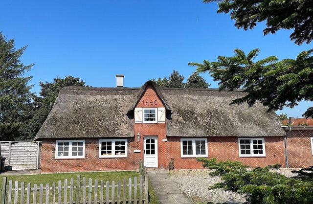 Idyllisches Jeppe Hus Ferienhaus - eingezäunter Garten mit Hund