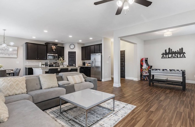 Fun Home with Arcade, Darts, Four-in-One Game Table, Fenced Yard