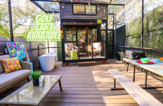 FunTropicalTinyHomeGolfCartLake
