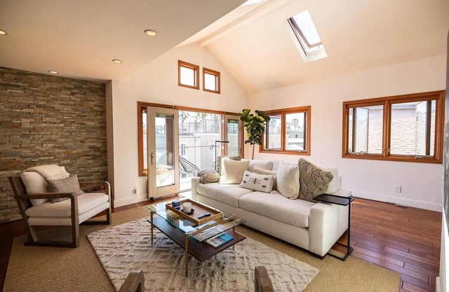 Furnished Playa Del Rey house, ocean views crown three levels in perfect harmony