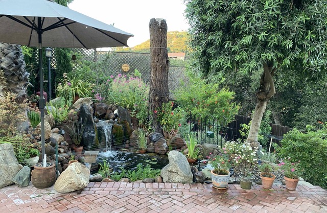 Gardens, water features, nearby wineries close to DT Carmel and Carmel Beach