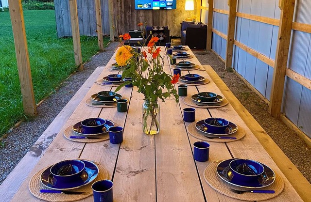 Gather at Hector Meadows Ranch: 4 curated spaces with fire pits, games and swimming pond!