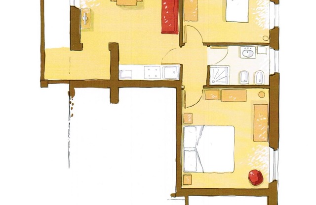 Giallo/Rosso-Apartment-Apartment-Eigenes Badezimmer-Blick auf die Landschaft