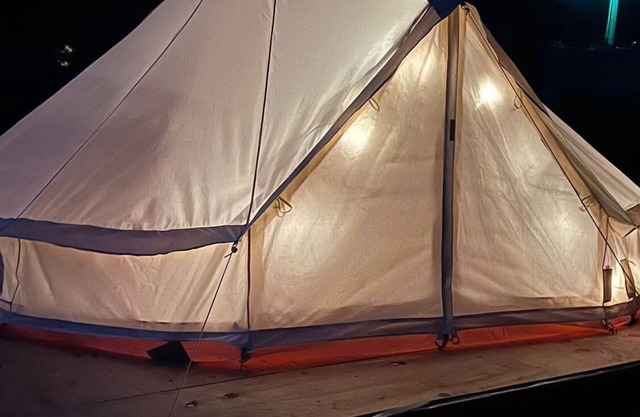 Glamping tent by the river