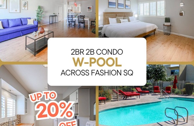 GRAND FULL 2 BR Condo W/Heated Pool Across Mall