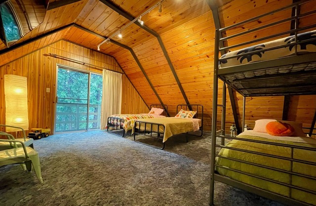 Groovy Cabin in the woods is a perfect place for family and friends to gather.