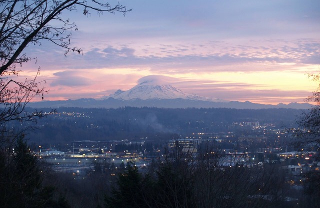 Helicopter House - Rare tree belt location -180* view of Kent Valley & Mt Rainer