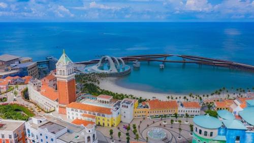 Hillside apartment sunset town city