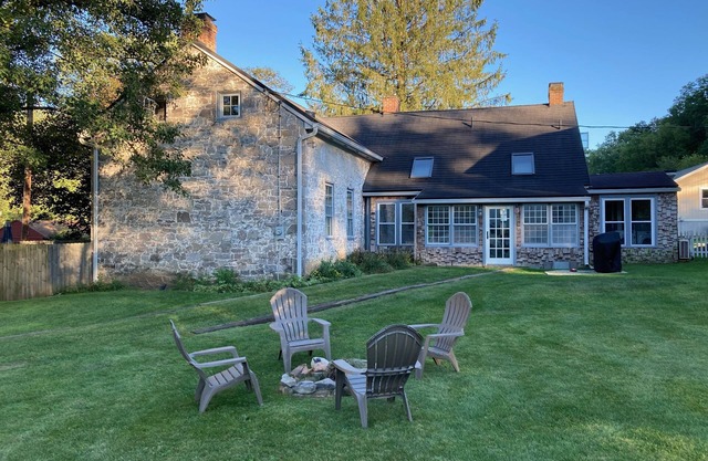 Historic stone farmhouse with rail trail and river access