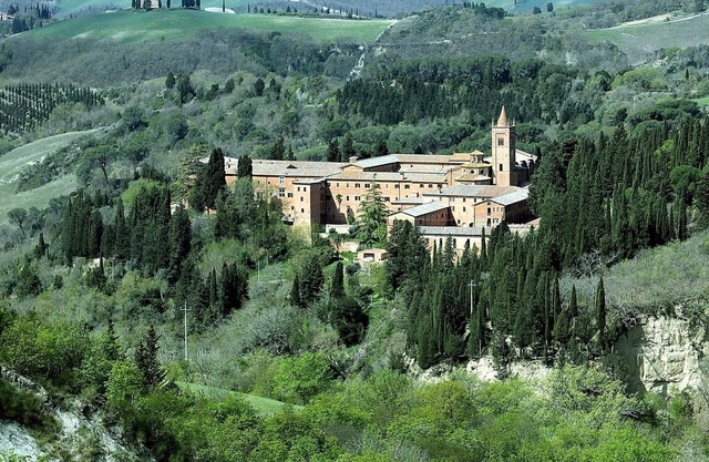 Ferienhaus l'Edera' mit Blick auf die Calanchi der Kreta Senesi und Garten