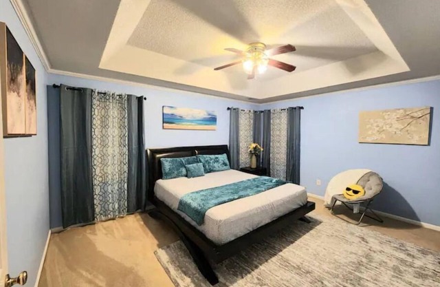 Home with fenced yard, free Wi-Fi, & private park.