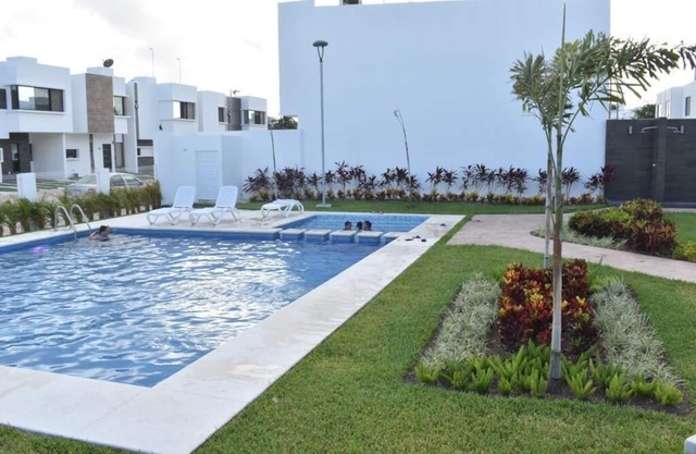 House full of life with pool.