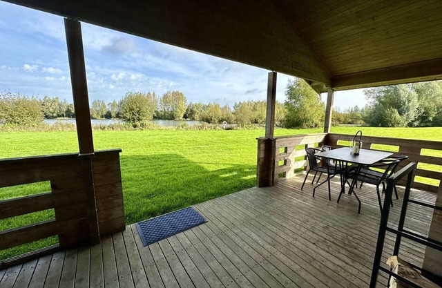 Iris Lodge with wood burner on Lake Pochard