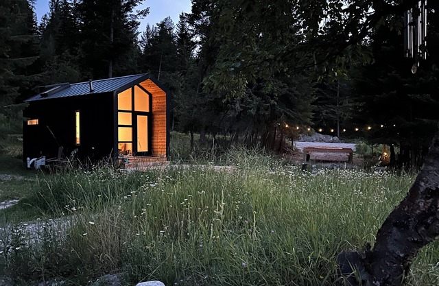 Japandi Tinny Home Nestled in the Montana Mountainside.